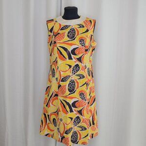 Vintage 1960s Shift Dress Mini Psychedelic Retro Print Sz M